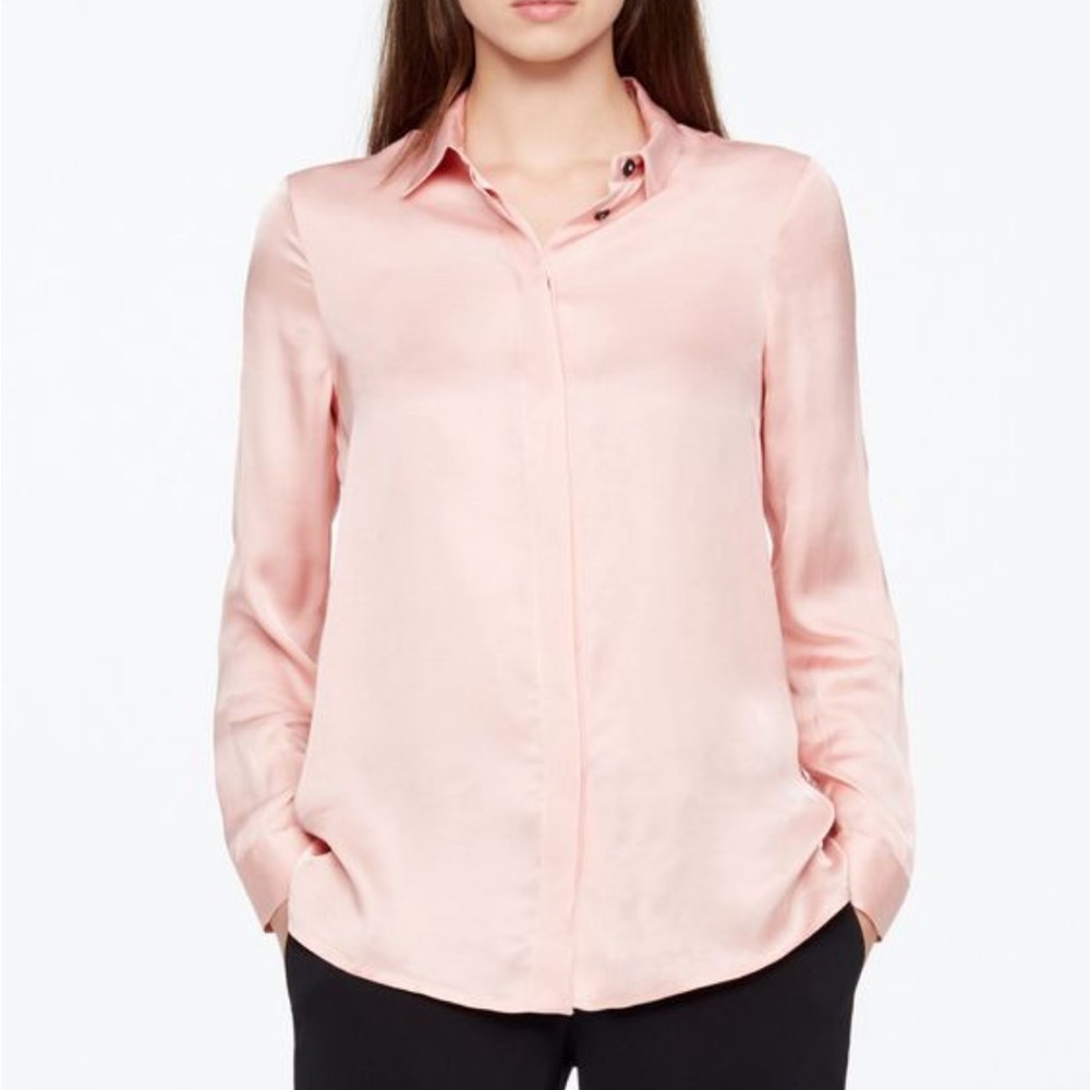 Sarah Pacini long shirt satin feel Made in Italy in dusty pink